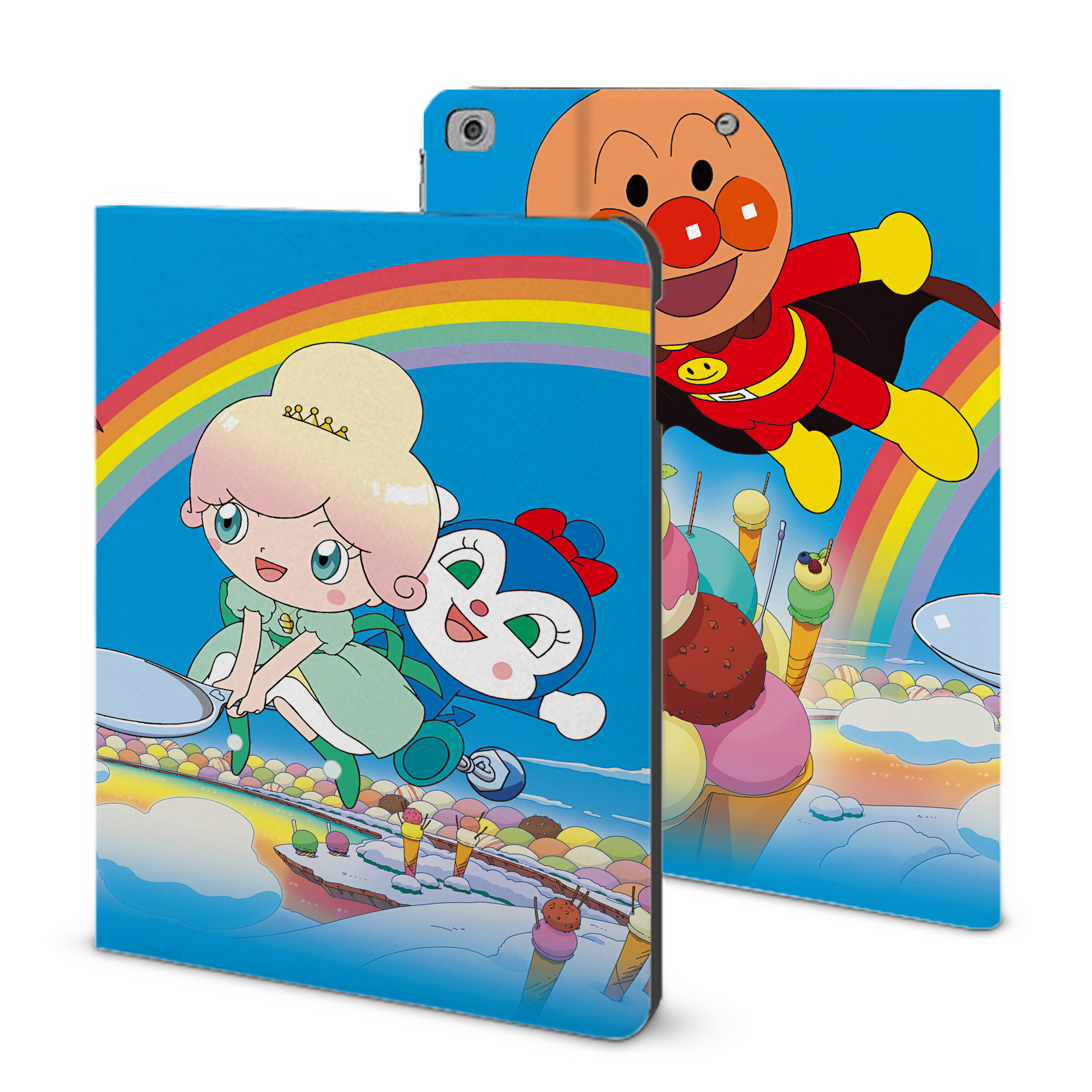 （画像用） アンパンマン Anpanman IPad ケース ブック型 PUレザー TPU 耐衝撃 軽量 薄型 ペン収納なし 全面保護 IPad 各モデル対応